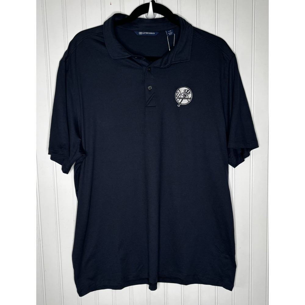 Cutter & Buck New York Yankees Polo Shirt LG Blue Dry Tec NWT Golf Athleisure